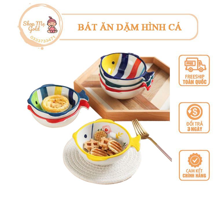 Bát Ăn Dặm Gốm Sứ Kiểu Nhật Cho Bé Hình Con Cá, Bát Ăn Dặm Gốm Sứ Chất Liệu Gốm Sứ Cao Cấp