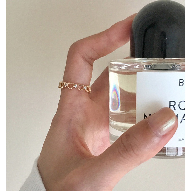 Nhẫn Hở Đính Đá Zircon Hình Trái Tim Có Thể Điều Chỉnh Thanh Lịch Cho Nữ