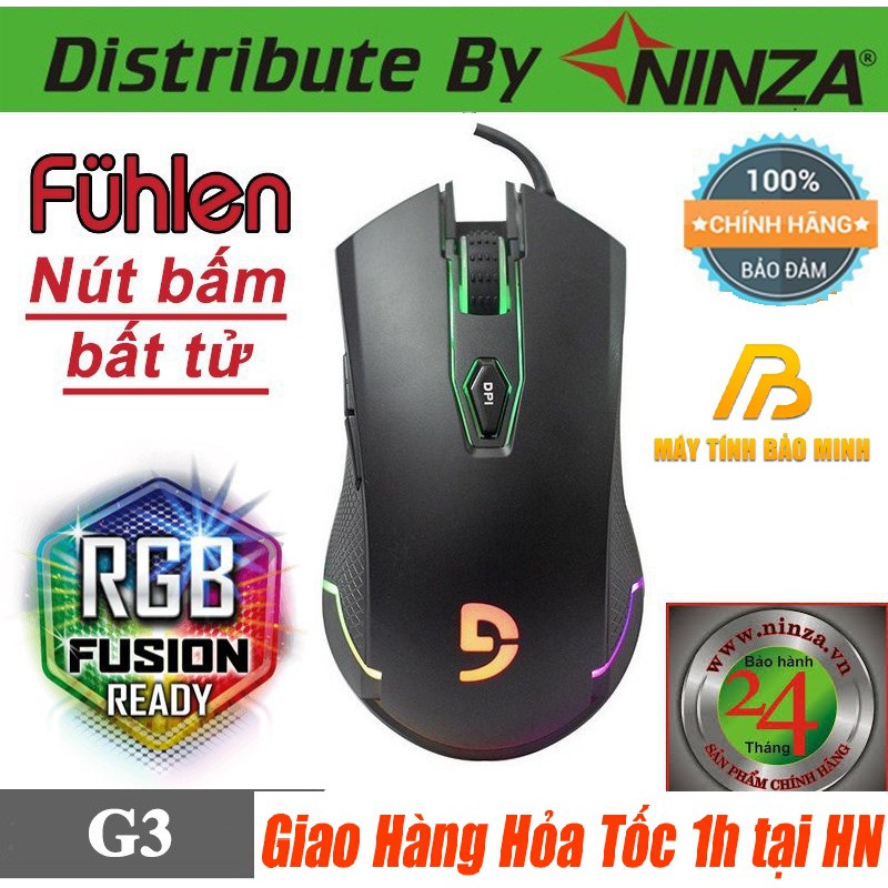 Chuột Fuhlen G3 RGB Cảm Biến Pixart 3325 DPI 5000 - Hàng Chính Hãng Ninza BH 2 Năm