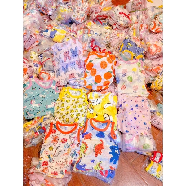 Bộ cotton ba lỗ tăm tre giấy bé trai, bé gái