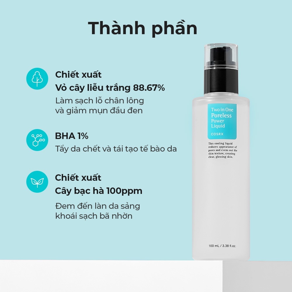 Tẩy Da Chết Se Khít Lỗ Chân Lông Cosrx Two In One Poreless Power Liquid