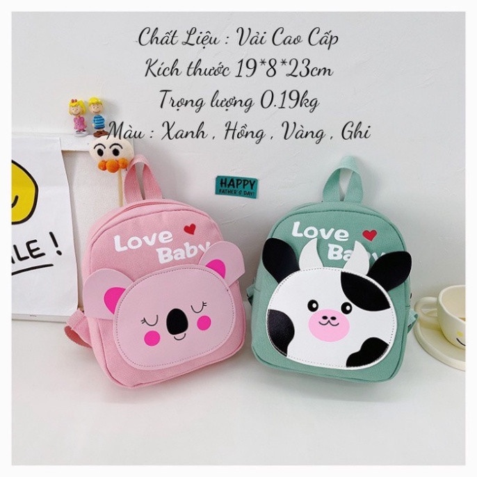 Balo cho bé trai gái đi học mầm non, hình con vật dễ thương ngộ nghĩnh