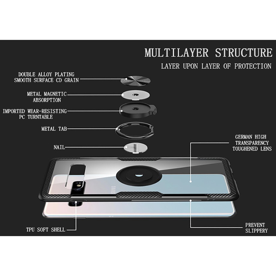 Ốp điện thoại có vòng nhẫn đỡ từ tính cho Samsung Galaxy Note 9 10 Pro S10 Lite S9 Plus S10e