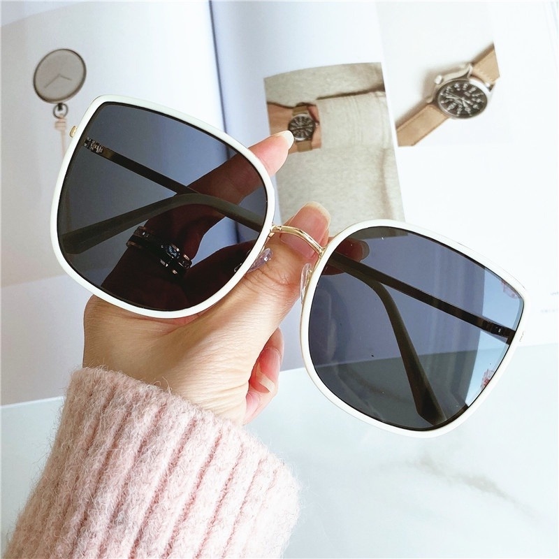 Kính mát MANYUE màu trắng/ đen chống tia UV phong cách retro Hàn Quốc