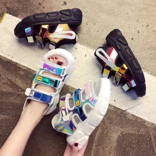 (order) Sandal Ulzzang đế độn 5cm mix Hologram