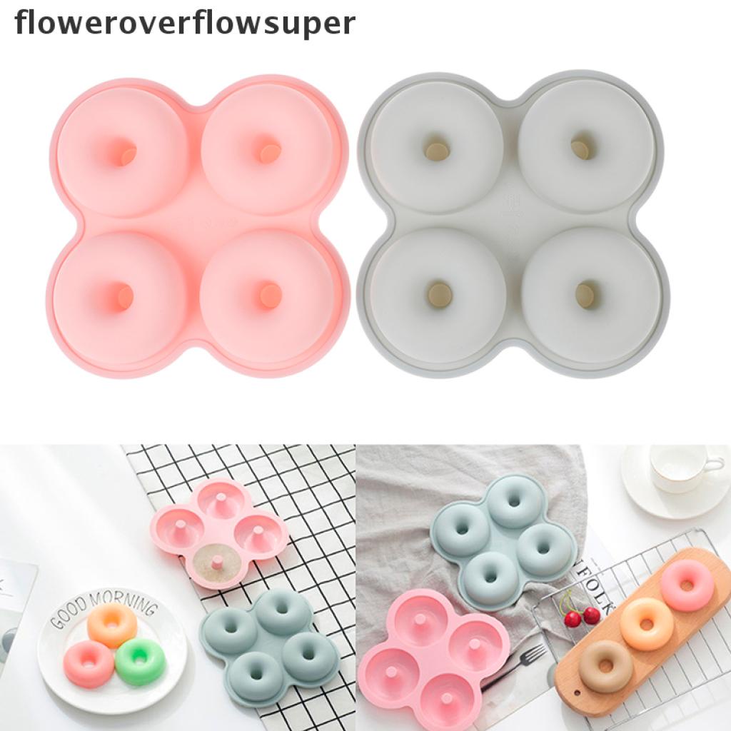 Bộ 4 Khuôn Silicone Làm Bánh Donut Chống Dính Kèm 4 Khuôn Làm Bánh Donut