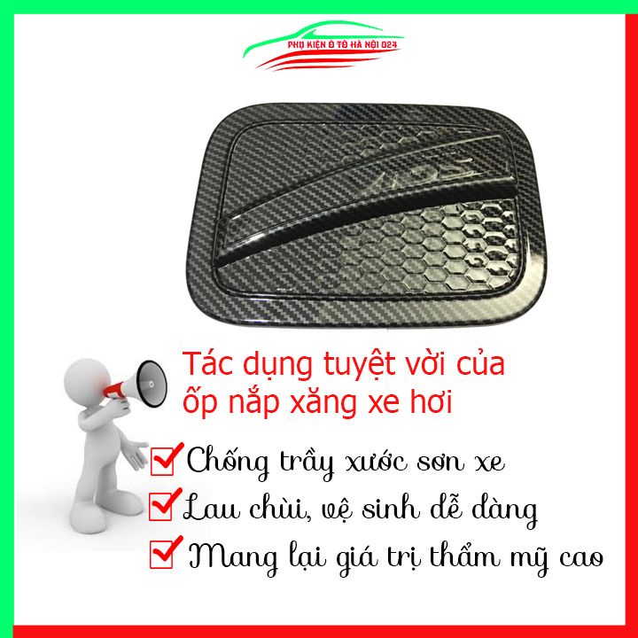 Ốp nắp xăng Vios 2019-2023 vân cacbon bảo vệ chống trầy trang trí ô tô