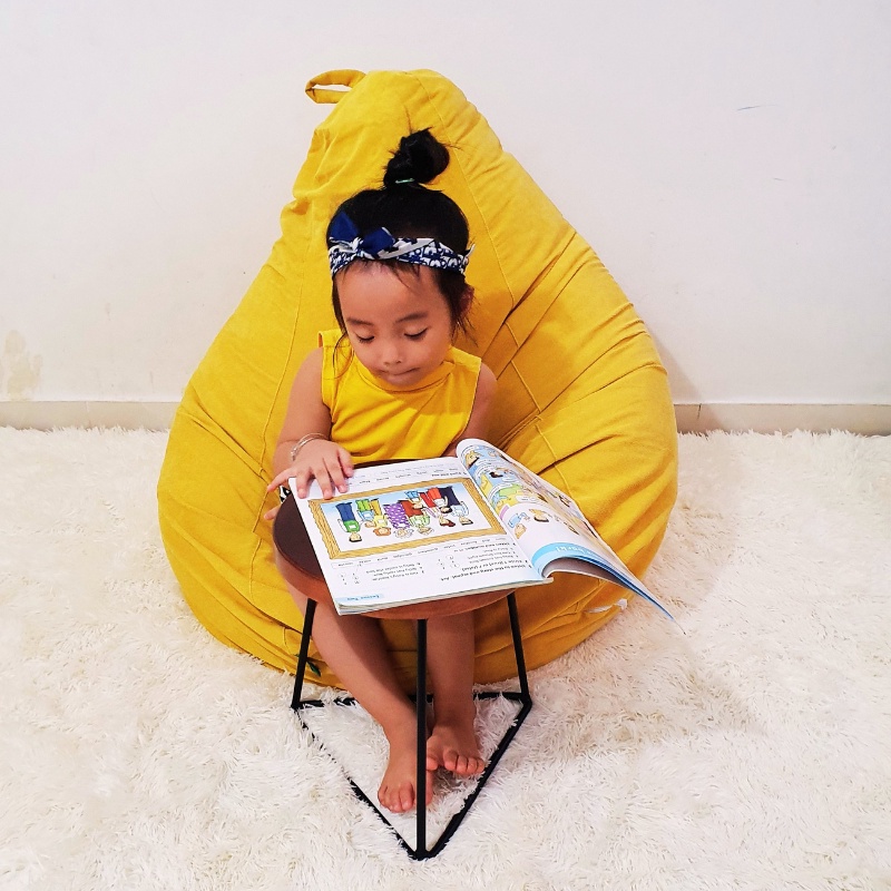 Ghế lười hạt xốp 3ii Home hình trái lê cao cấp cho bé size 80x100cm vải nhung gân mềm mại êm ái nhiều màu sắc lựa chọn