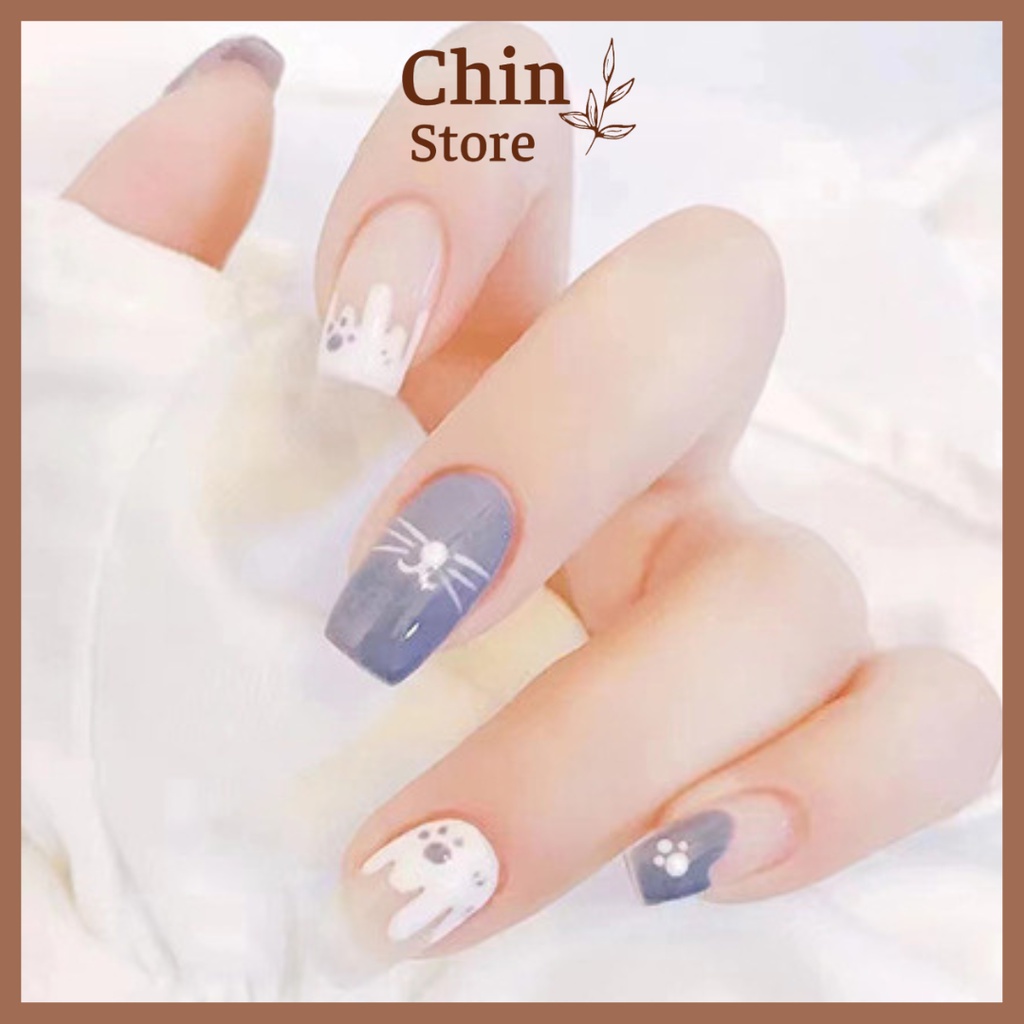 Móng tay giả Nail box kèm keo nhiều mẫu mã tùy chọn bộ 24 móng tay