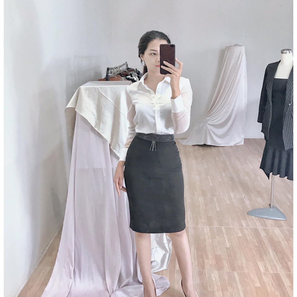 Sơ mi lụa trắng tay voan💖nhiều màu💖 Áo trắng công sở nữ phom suông dài tay