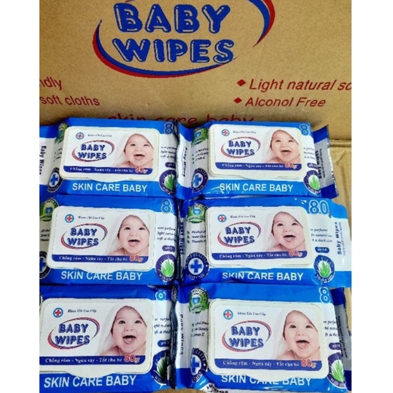 HOẢ TỐC [Combo 5 Gói] Khăn Giấy Ướt Baby Wipes An Toàn Cho Bé -Gói 80g Nhỏ Gọn Tiện Lợi