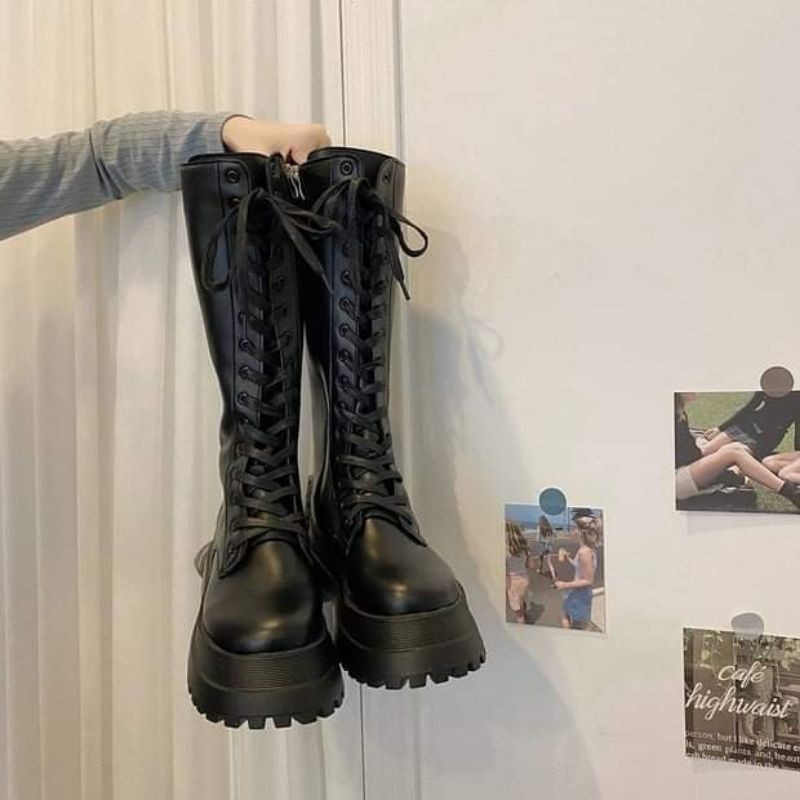 (HÀNG CÓ SẴN - ẢNH THẬT FEEDBACK) PLATFORM HOLO ZIP BOOTS - BOOTS CỔ CAO ĐAN DÂY KÉO KHÓA ĐẾ 5CM | BigBuy360 - bigbuy360.vn