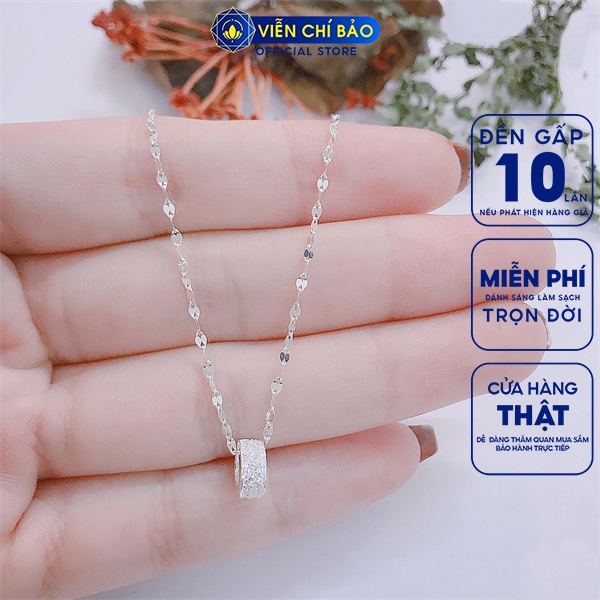 Dây chuyền bạc nữ mắt xoắn, mặt trụ đá chất liệu bạc S925 thời trang phụ kiện trang sức nữ Viễn Chí Bảo D400658