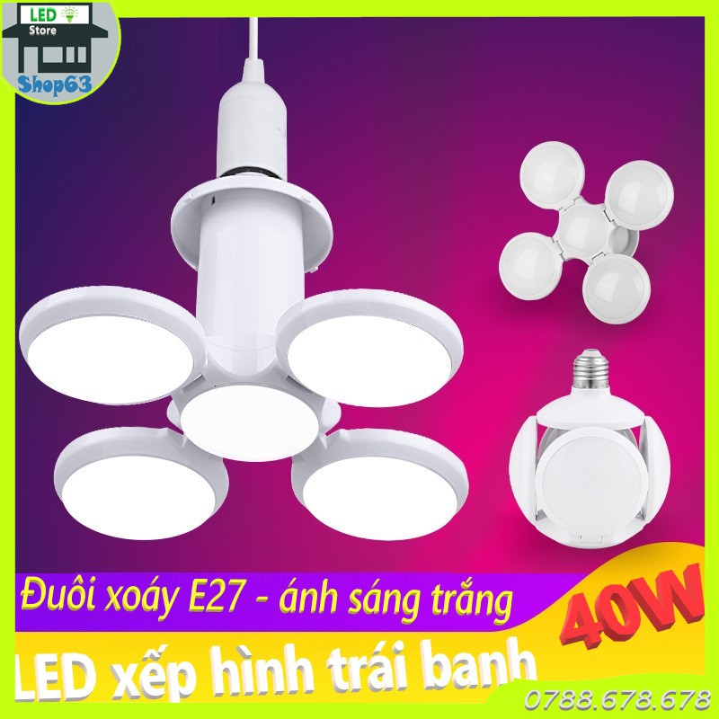 Đèn đĩa bay 5 cánh xếp - UFO hình quả bóng 40W (ánh sáng trắng - thích hợp trang trí và chiếu sáng cực tốt)