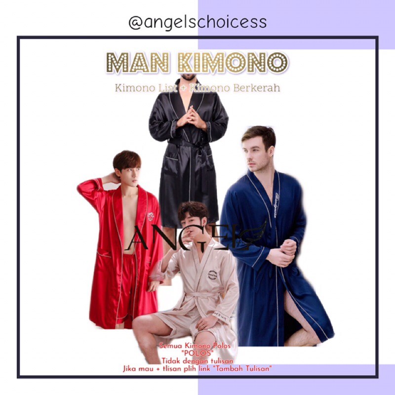 Áo Choàng Ngủ Vải Satin Kiểu Kimono Cá Tính Cho Nam