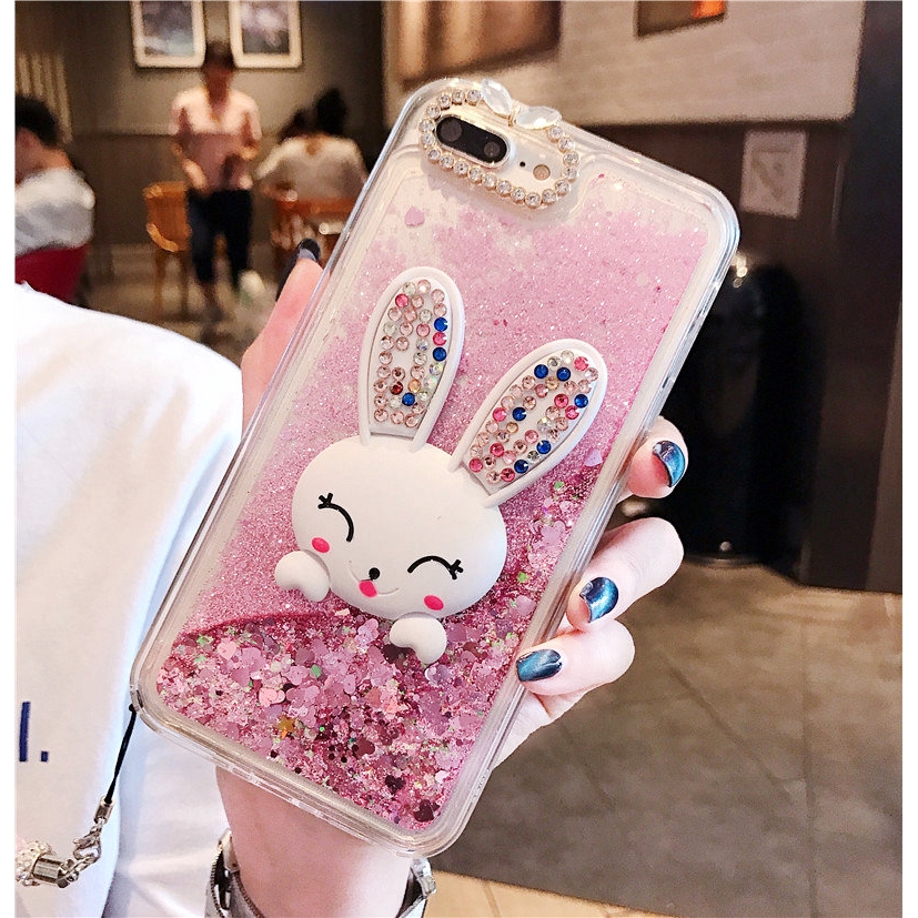 Ốp điện thoại kim tuyến nước hình thỏ dễ thương dành cho iPhone 6 6s 7 8 Plus X XS Max XR