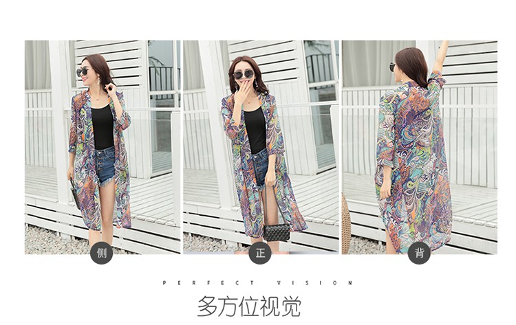 Áo Khoác Cardigan Vải Chiffon Dáng Dài Phong Cách Thái Lan