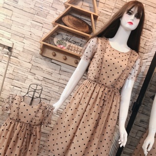 Set mẹ bé voan lưới bi