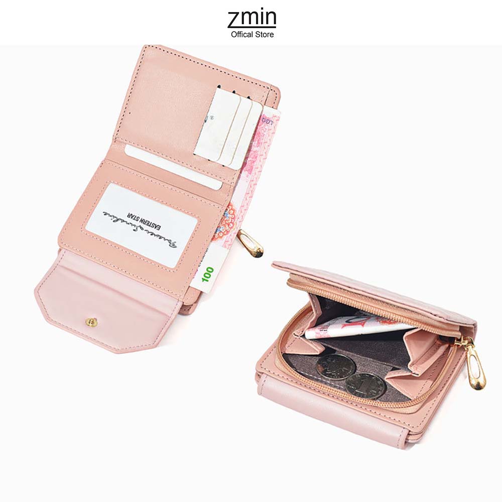 Ví bóp nữ đựng tiền mini cầm tay Zmin, chất liệu da PU cao cấp - V057