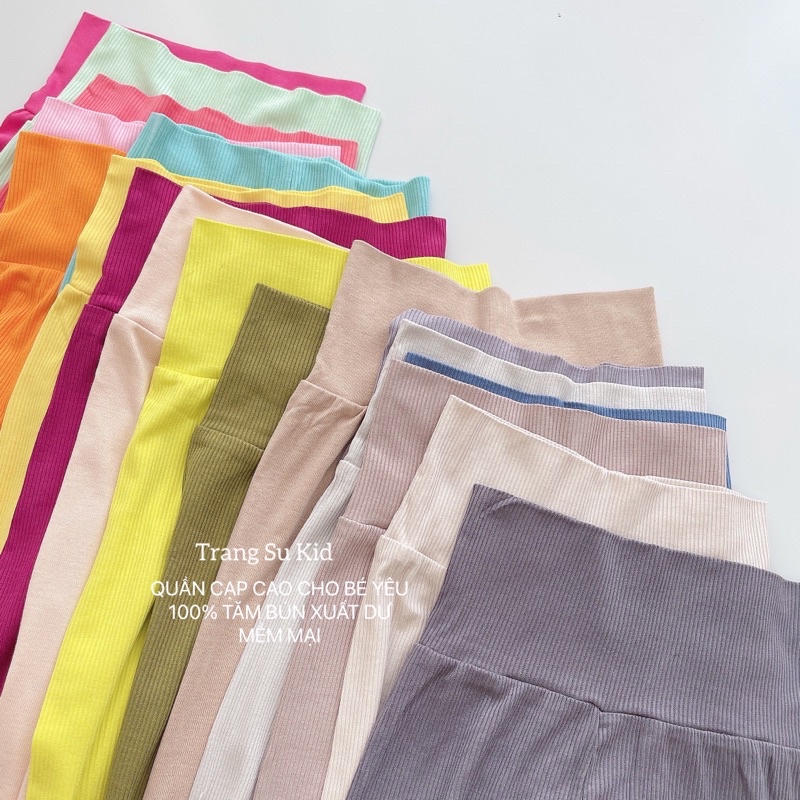 Combo 5 Quần Tăm cạp cao Chất tăm bún siêu co giãn cho bé trai và bé gái 8kg-14kg