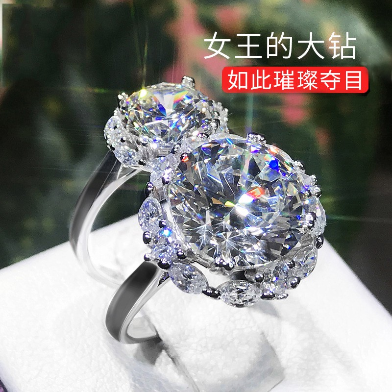 925 bạc kim cương nhẫn cưới có thể điều chỉnh đồ trang sức