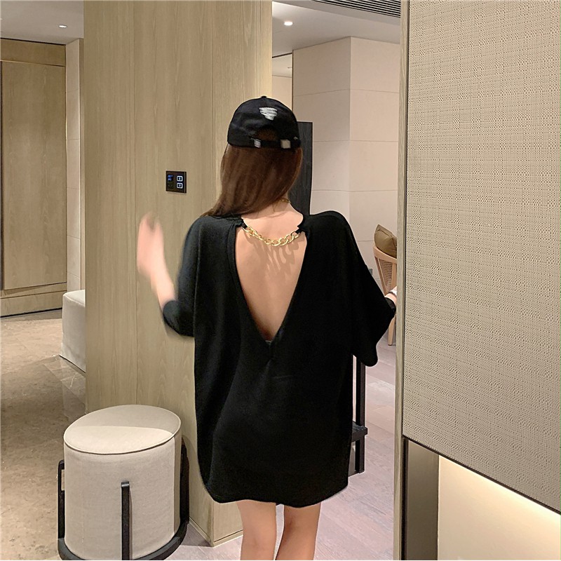 [Order QC] [Order] Áo thun mỏng hở lưng sexy phong cách Hồng Kông form rộng [ Quảng Châu ]
