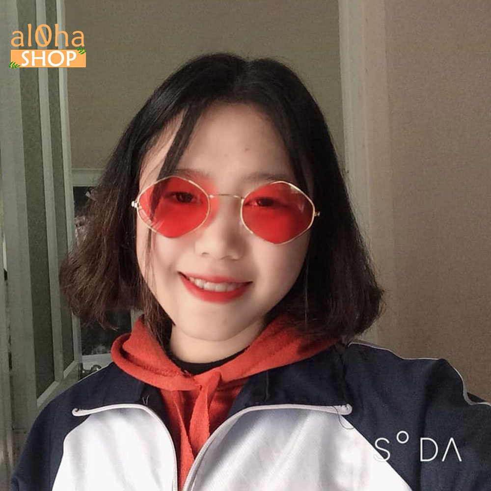 Mắt kính Ulzzang thời trang gọng sắt hình thoi K203 unisex nam nữ phong cách Hàn - al0ha Shop
