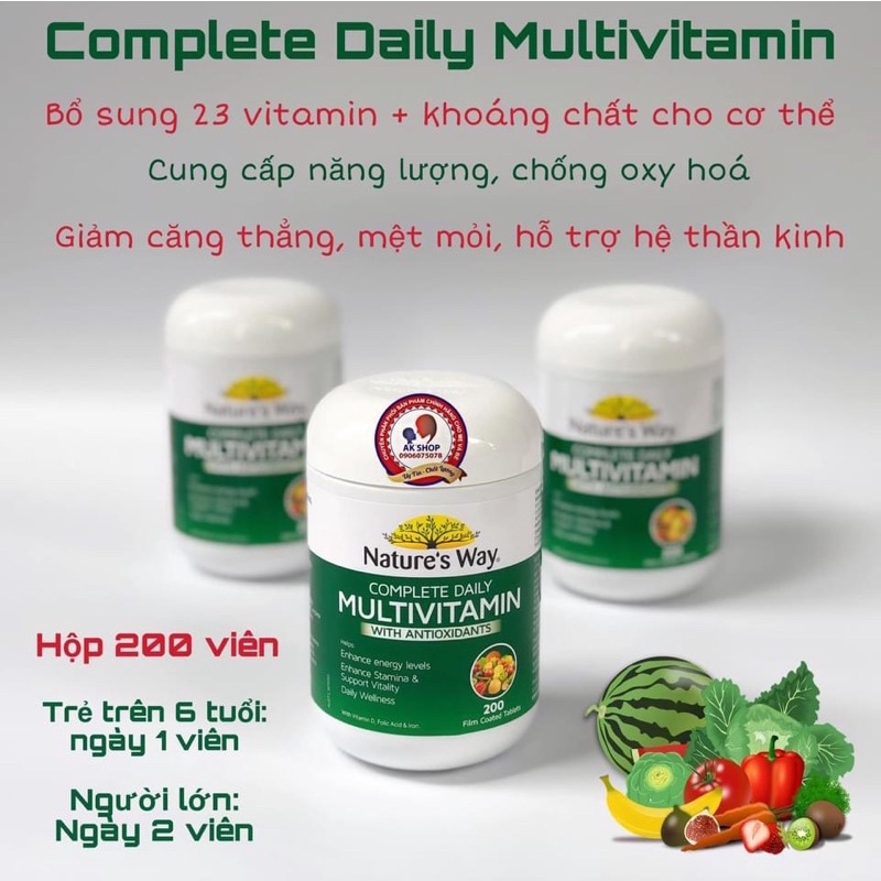 Vitamin tổng hơp Nature’s way 200 viên hàng chính hãng úc