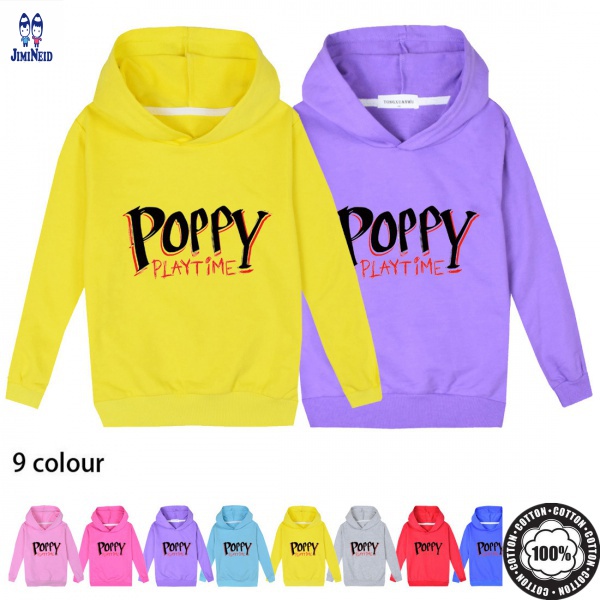 Poppy Play time Áo Khoác Hoodie Vải Cotton In Chữ Poppy Play time Dễ Thương Cho Bé Huggy Wuggy Trong Game Poppy Playtime