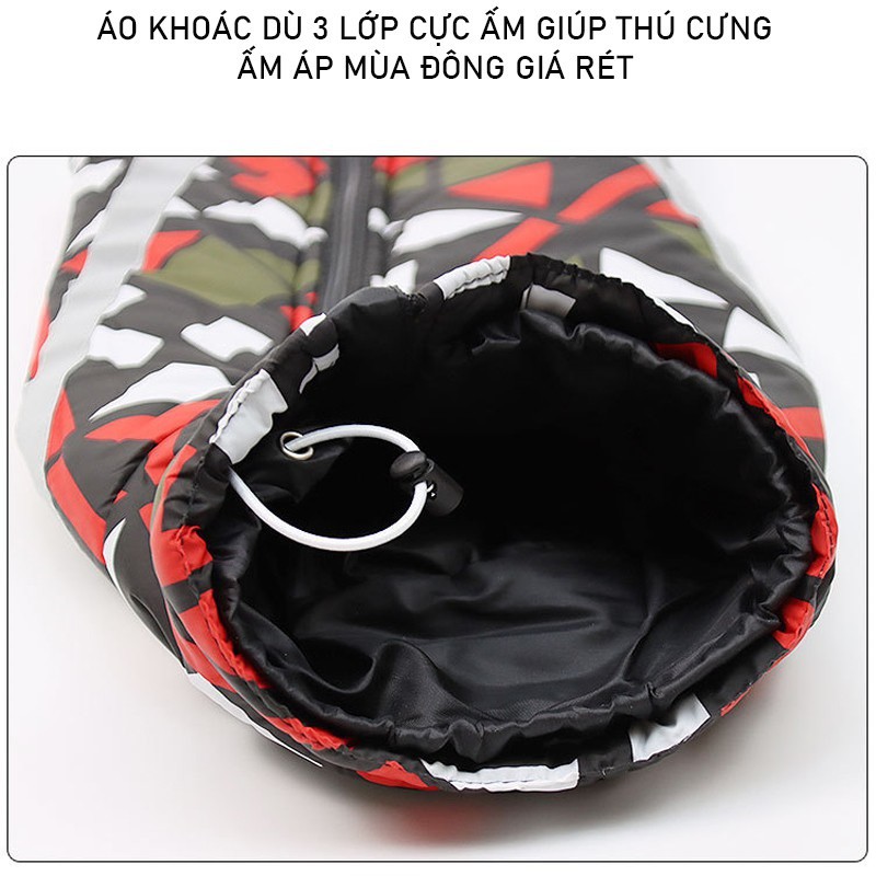 Áo khoác cho chó từ 7 -50kg phản quang 3 lớp vải đạt chuẩn cực ấm