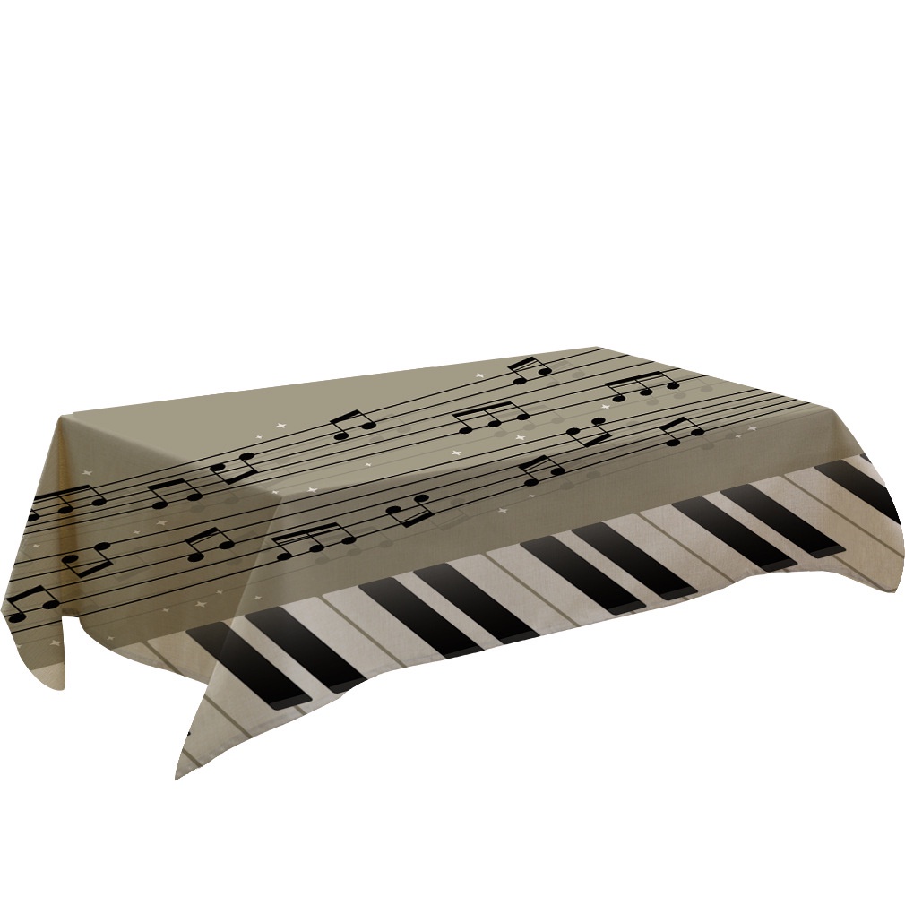 Khăn Trải Bàn Vải Lanh cotton In Hình Đàn piano Thời Trang