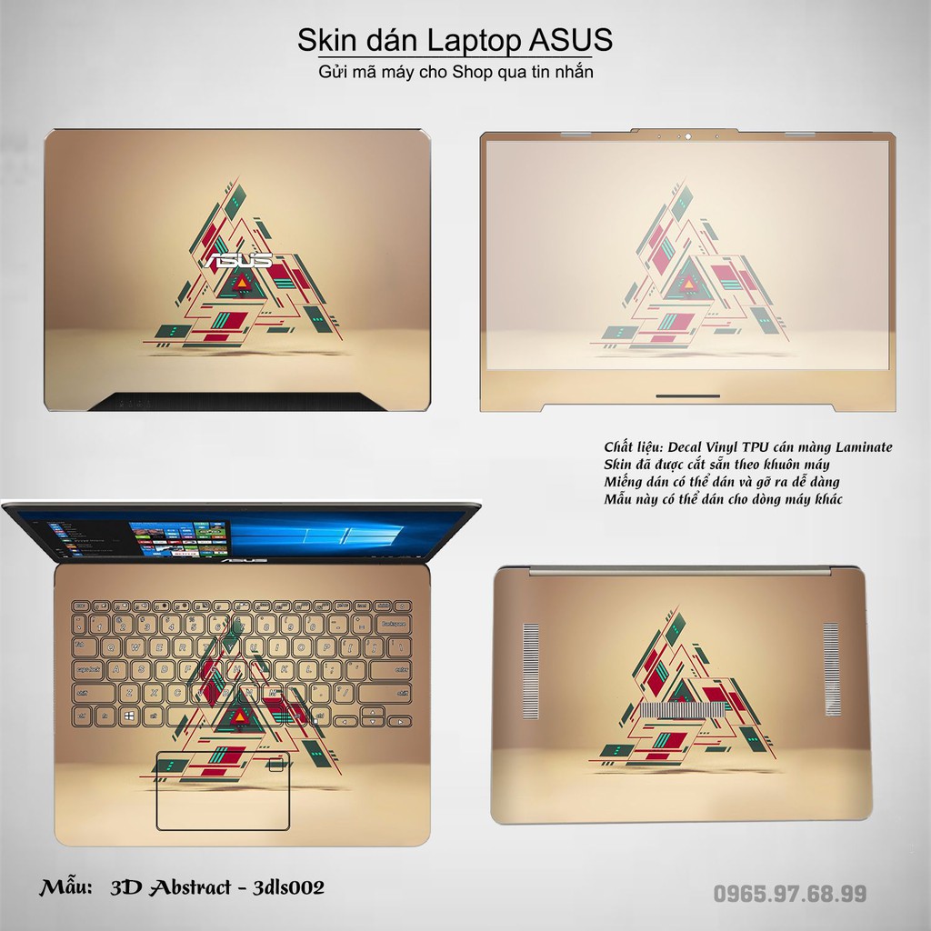 Skin dán Laptop Asus in hình 3D (inbox mã máy cho Shop)