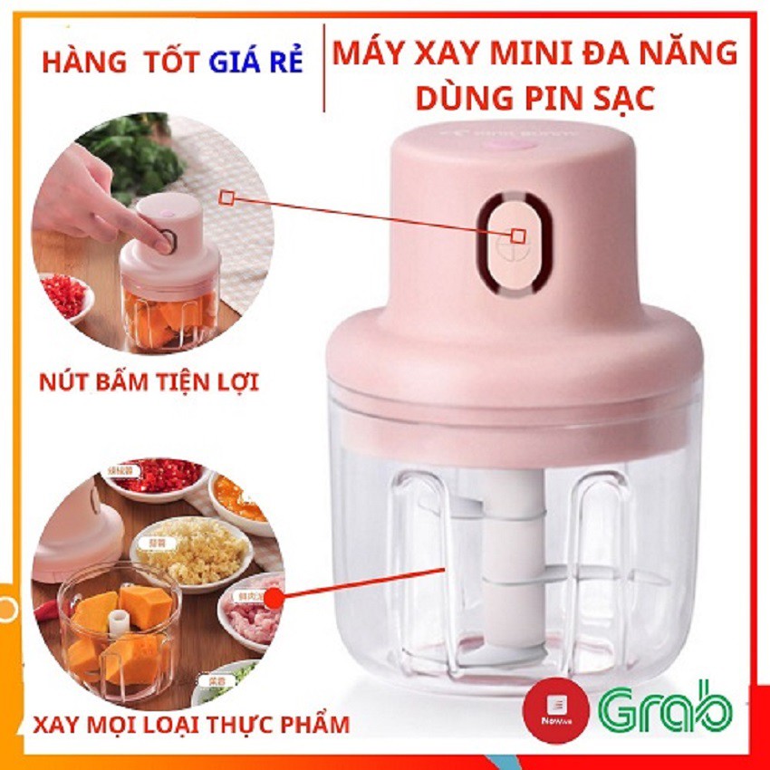 Máy Xay Mini Sạc Điện [ 𝒄𝒐́ 𝒄𝒐̂̉𝒏𝒈 𝒔𝒂̣𝒄 𝑼𝑺𝑩 ] Nhỏ Gọn Tiện Ích Dễ Sử Dụng Xay Hành Tỏi Rau Củ Quả ,Dung tích 250ml