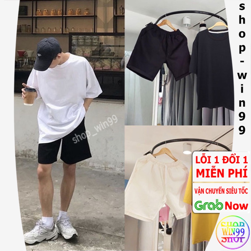 ❤ 𝐅𝐫𝐞𝐞𝐒𝐡𝐢𝐩 ❤ Bộ Thể Thao Nam Nữ Mùa Hè - Áo Thun Tay Lỡ Unisex Form Rộng Kèm Quần Đùi Short Kaki
