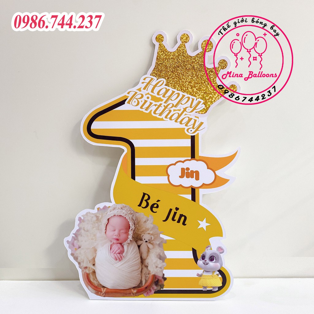 Số 1 Tuổi Kèm Tên Và Chibi Của Bé Để Bàn Cao 40cm