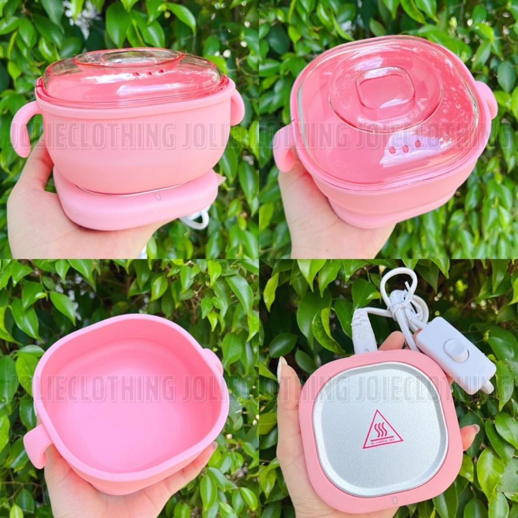 Combo triệt lông sáp wax nóng wax lông, nồi nấu sáp wax lông SILICON CHỐNG DÍNH, tặng mỡ trăn nguyên chất và bột cám gạo