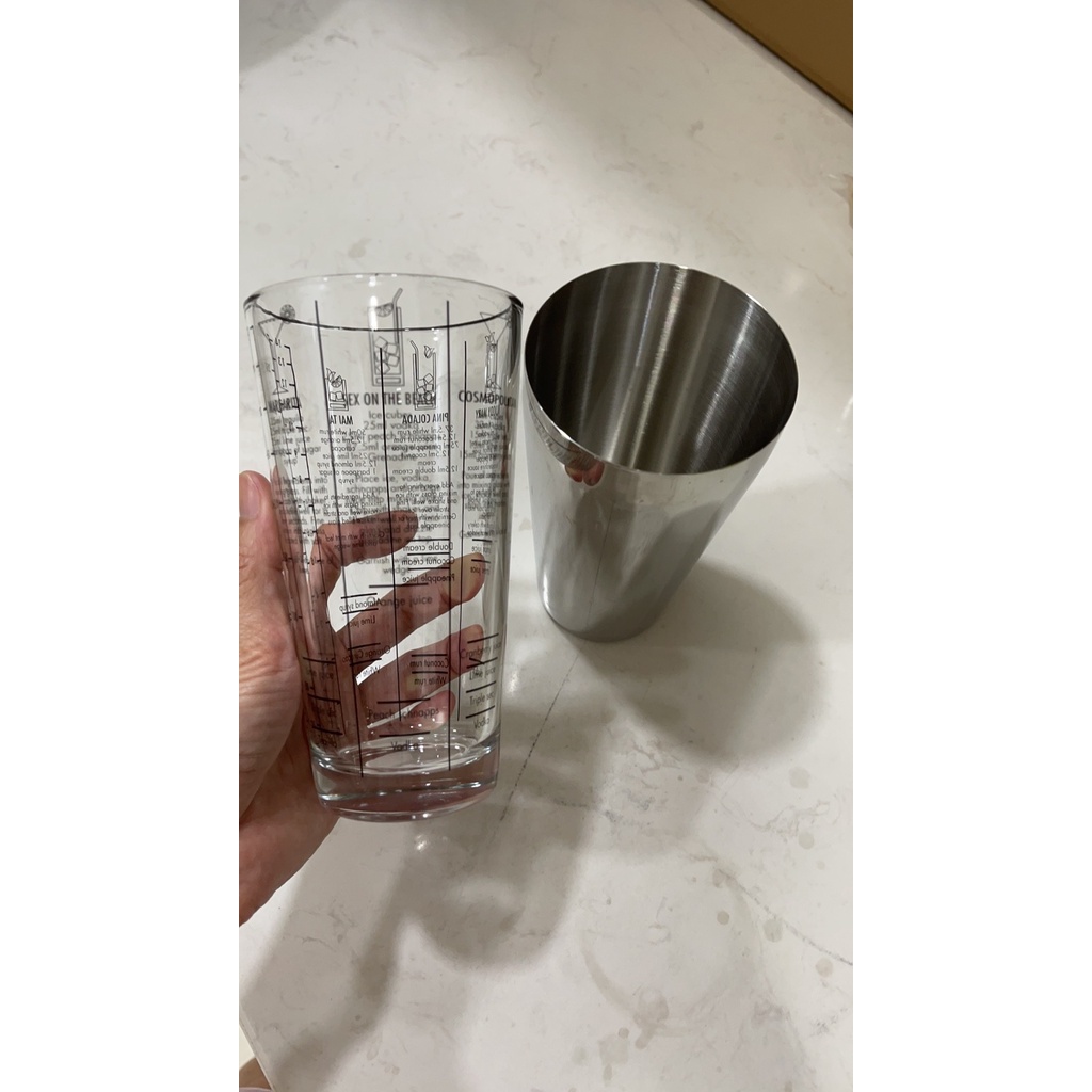 Shaker 2 Mảnh Boston (Thủy tinh - Inox) Dùng Trong Pha Chế