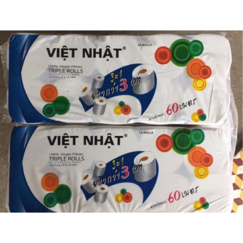 Giấy vệ sinh Việt Nhật 3 lớp siêu dai, 10 cuộn