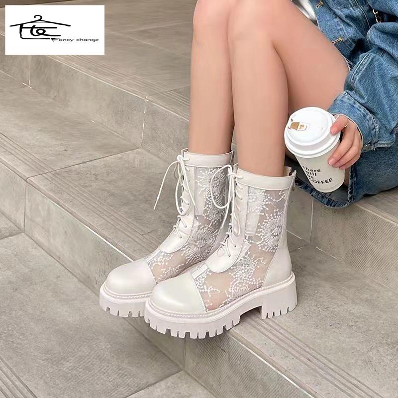 Giày Bốt Martin Dạng Lưới Rỗng Đế Dày Thoáng Khí Thời Trang Xuân Hè Kiểu Mới 2022 Cho Bạn Gái