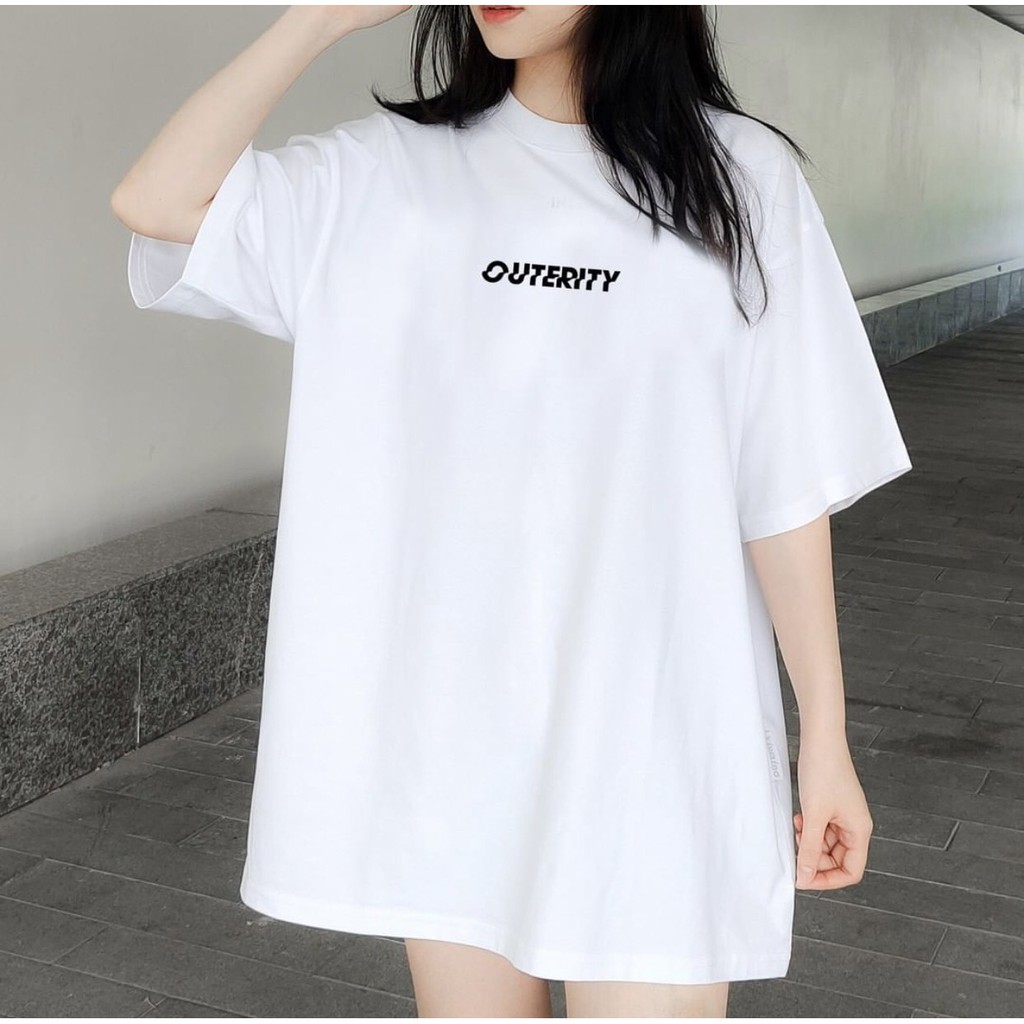 Áo thun nữ mẫu OUTERITY gam màu basic đen và trắng - chất vải cotton - form áo tay lỡ unisex MAYLANSTORE