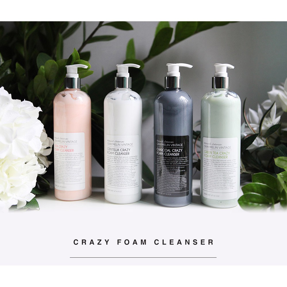 Sữa Rửa Mặt Tạo Bọt Graymelin Charcoal Crazy Foam Cleanser 500ml