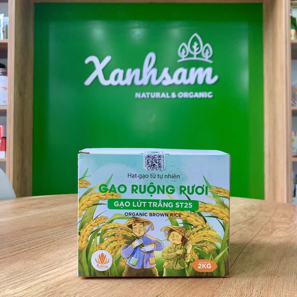 Gạo Lứt Trắng ST25 Gạo Ruộng Rươi 2kg - Xanhsam Organic