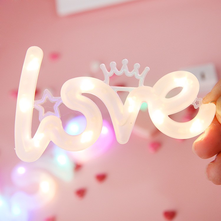 Đèn LED Trang Trí Hình Chữ LOVE Chớp Nháy TrangTrí Bánh Kem,Bó Hoa, Hộp Quà Sinh Nhật Nhỏ Gọn Đầy Màu Sắc Sunmet