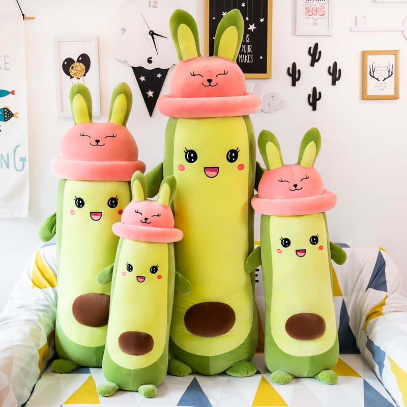 Gấu Bông Qủa Bơ Đội Mũ Hồng, Bơ Thỏ Cute - Hàng Quảng Châu Cao Cấp