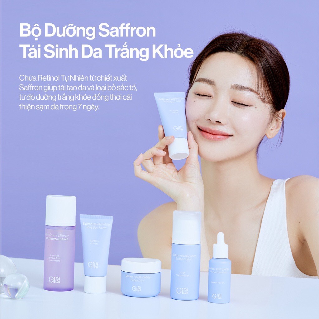 Bộ 5 Sản Phẩm Dưỡng Trắng Gilaa Saffront Healthy White 2022