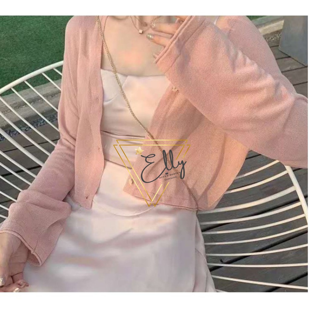 Áo khoác cadigan len mỏng mở cúc cổ V Hàn Quốc | BigBuy360 - bigbuy360.vn