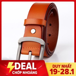 Dây nịt Thắt lưng nam DA BÒ THẬT khóa kim Tặng đinh đục lỗ