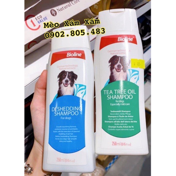 DẦU GỘI BIOLINE CHO CÚN chai 250ml tea tree oil shampoo