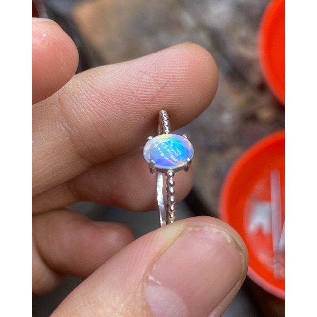 nhẫn bạc 950 đá o.p.a.l!