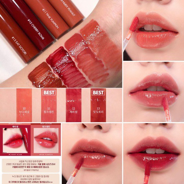 Son romand bóng [Chính_hãng]  Son tint nước siêu lì, lâu trôi Hàn Quốc Romand Glasting Water Tint 4g